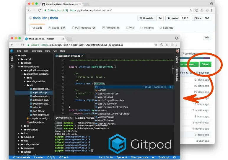 Starting a Gitpod workspace from GitHub with the browser extension