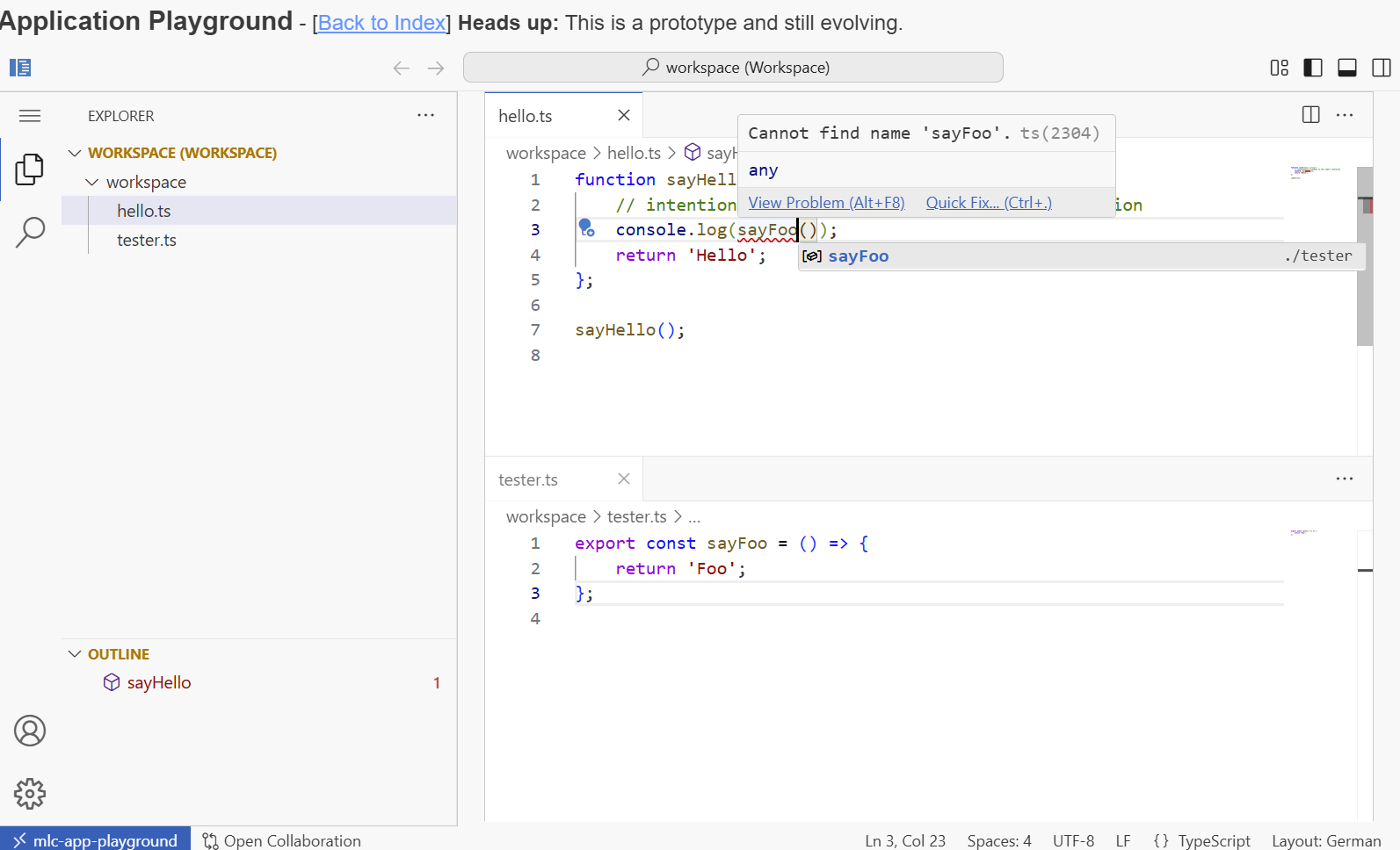 Application example: Application Playground