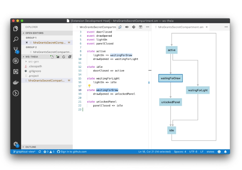 The example running in VS Code