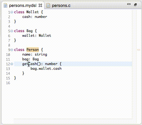 Navigating between source code and generated code